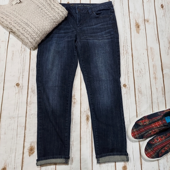 LC Lauren Conrad Denim - LC Lauren Conrad Straight Leg Mid Rise Ankle Dark Wash Jeans